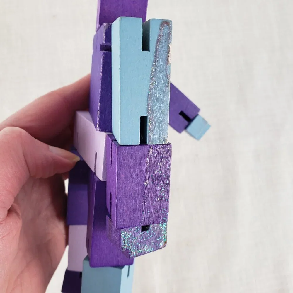 Cubebot Areaware David Weeks Studio Wooden Cube Robot Brainteaser Puzzle Purple